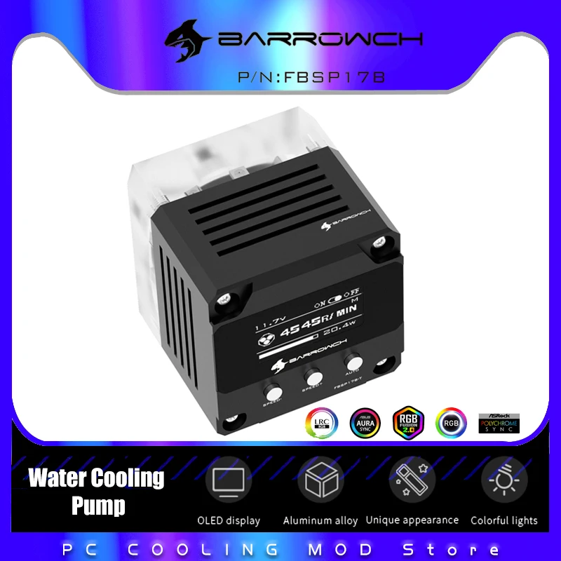 

Barrowch 17W Water Pump Smart Version Water Cooling PWM Speed Control Type OLED Display 960L/H 4000RPM FBSP17B