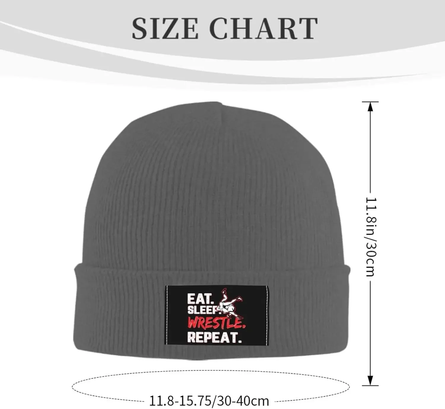 Eat-Sleep-Wrestle-Repeat-Wrestling Mens Winter Beanie Hat Skate Cap for Women Soft Stocking Hat Stretchy Warm Knit Cap