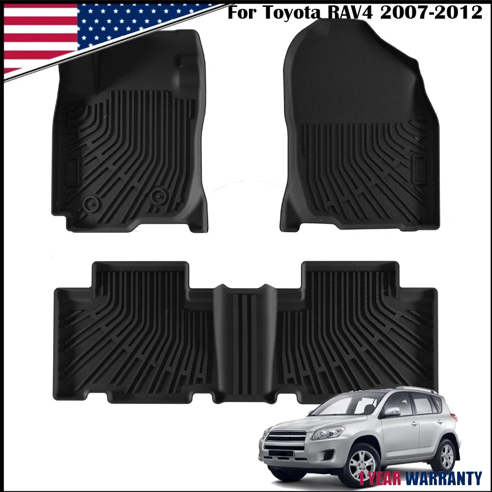 

3PCS High Quality Car Floor Mat Front Rear Automotive Carpet Floor Mats For Toyota RAV4 2007-2012 All-Weather Waterproof Dirt Heavy Duty Car Mats Flexible Floor Liners