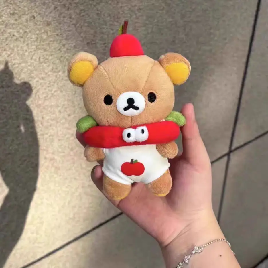 Kawaii Rilakkuma Cartoon Plush Doll Rabbit Bear Brother Doll Key Chain Student Backpack Pendant Children Birthday Girls Gifts