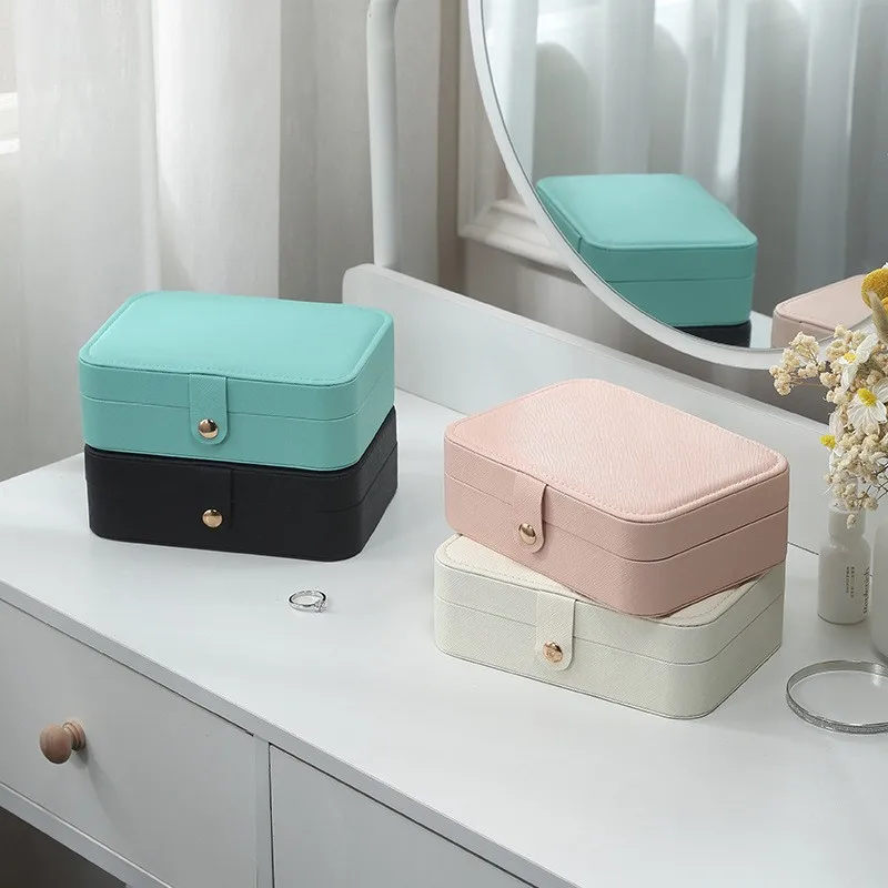 

Mutihome French Minimalist Jewelry Storage Box Pink Single-layer Earring Necklace Earring Ring Box Korean Version Jewelry Box