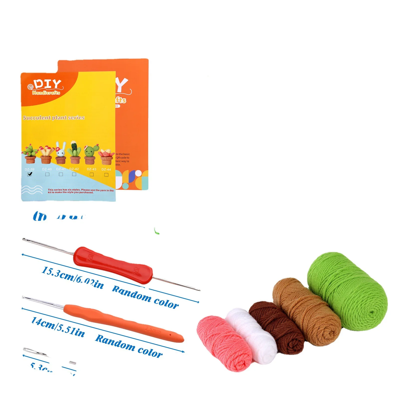 Materialpaket für saftige Topfkaktus-Häkelgarn, handgewebtes, pflanzliches Topfornamentmaterial