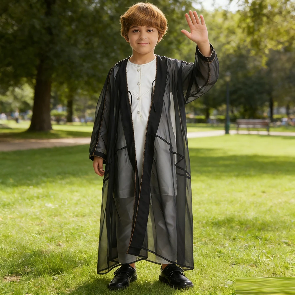 

Детский мусульманский халат для мальчиков, кимоно, дишдаша, исламская абайя из Дубая и Саудовской Аравии, для молитвы, на Рамадан, джубба, тобе, арабская одежда