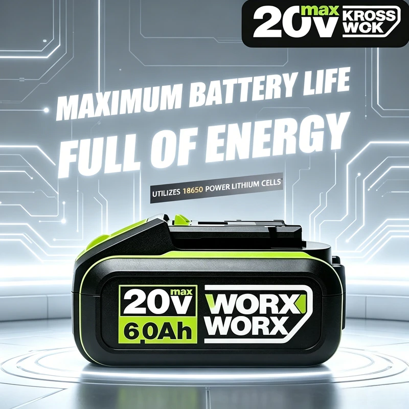 

Genuine Worx Replacement New Battery,20V 6.0Ah/8.0Ah for WORX Power Tools Series Compatible with WA3016 WA3023 WA3054 WA3027
