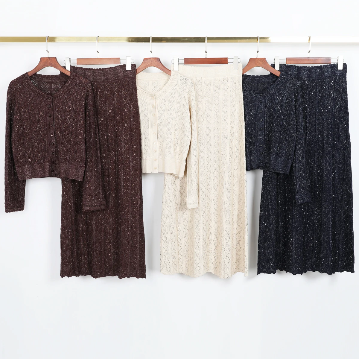 

2661 Spring Autumn Women's Long Sleeve Knitted Cardigan Top With Hot Drilling Design, Fresh Style High Quality Casual Jacket