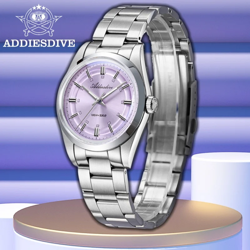 

ADDIESDIVE TOP Sale 36mm Men Watch VH31 10Bar Waterproof BGW9 Super Luminous 316L Stainless Steel Bubble Mirror Glass Quartz Wat