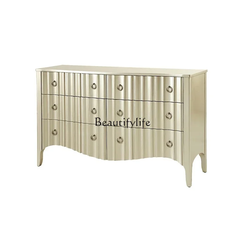 

yj19 French Style Light Luxury Solid Wood Six-Drawer Cabinet Simple Sideboard Storage Decorative Cabinet