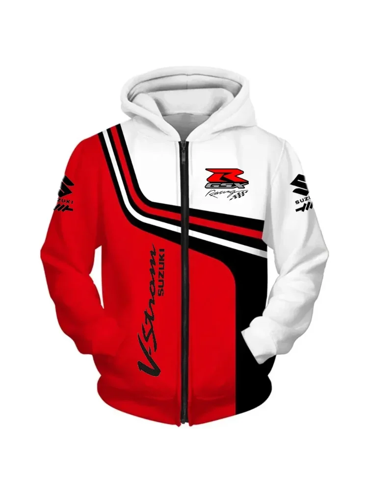 AliExpress Suzuki Men's Hoodie, Outdoor Motorcycle Sweatshirt, Cycling Sports Zipper Hoodie, Fashionable Street Print Graphic Men's Hoodie
