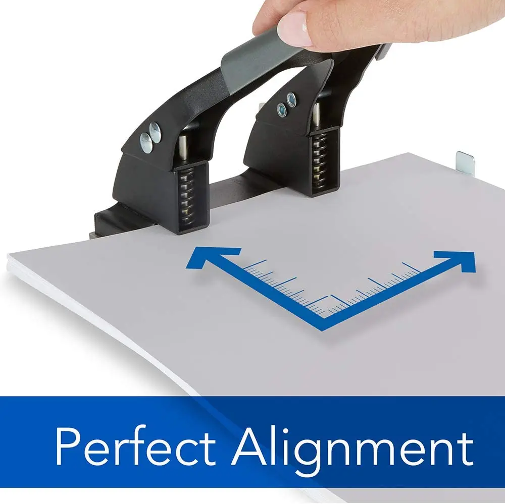 2 Hole Punch, Comfort Handle Two Hole Puncher, 35 Sheet Punch Capacity, 50% Reduced Effort, Includes Alignment Guide