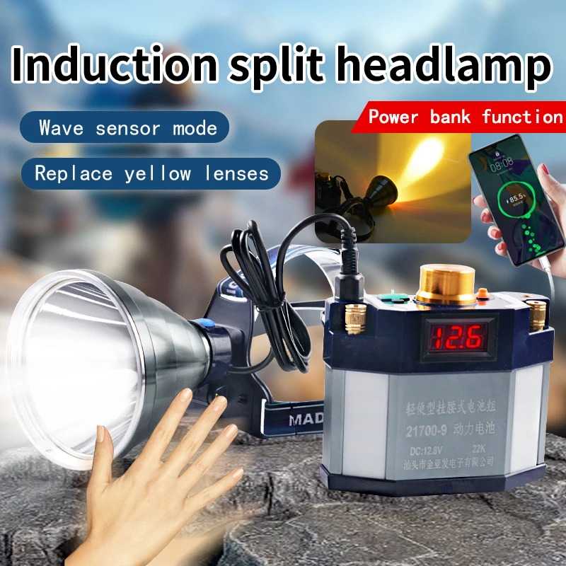 High Power LED Rechargeable Split LED Waterproof Headlight