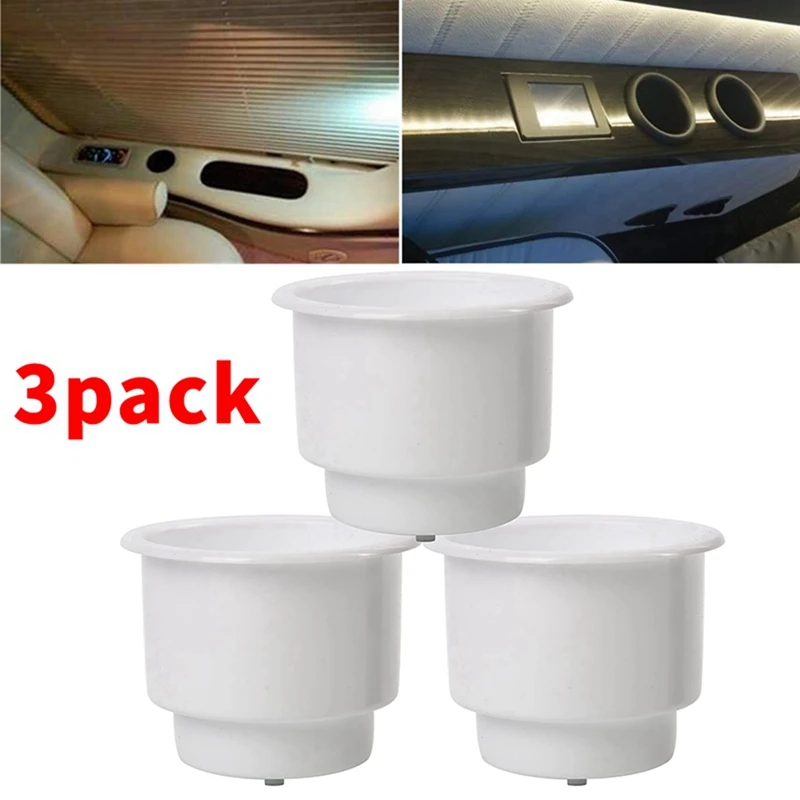 12Pcs Recessed Drop In Plastic Cup Drink Can Holder With Drain For Boat Car Marine Rv (White)