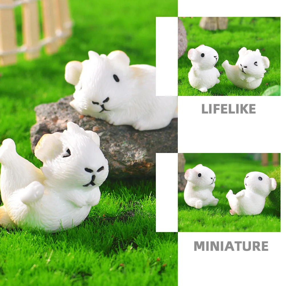 6 قطعة المشهد الصغير خنزير غينيا الراتنج مصغرة الحيوان لحديقة ديكور الزهرية المناظر الطبيعية دمية اكسسوارات محاكاة #3