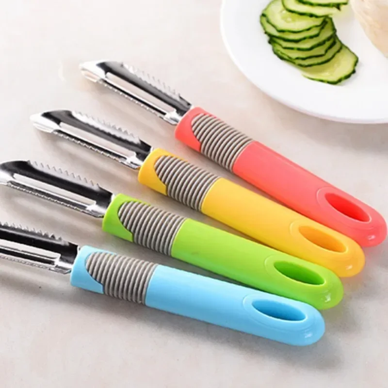 1Pc Plastic Long Handle Kitchen Slicer Melon Gadgets Fruit Peeler Radish Potato Cutter Kitchen Tools Vegetable Peeler Knife