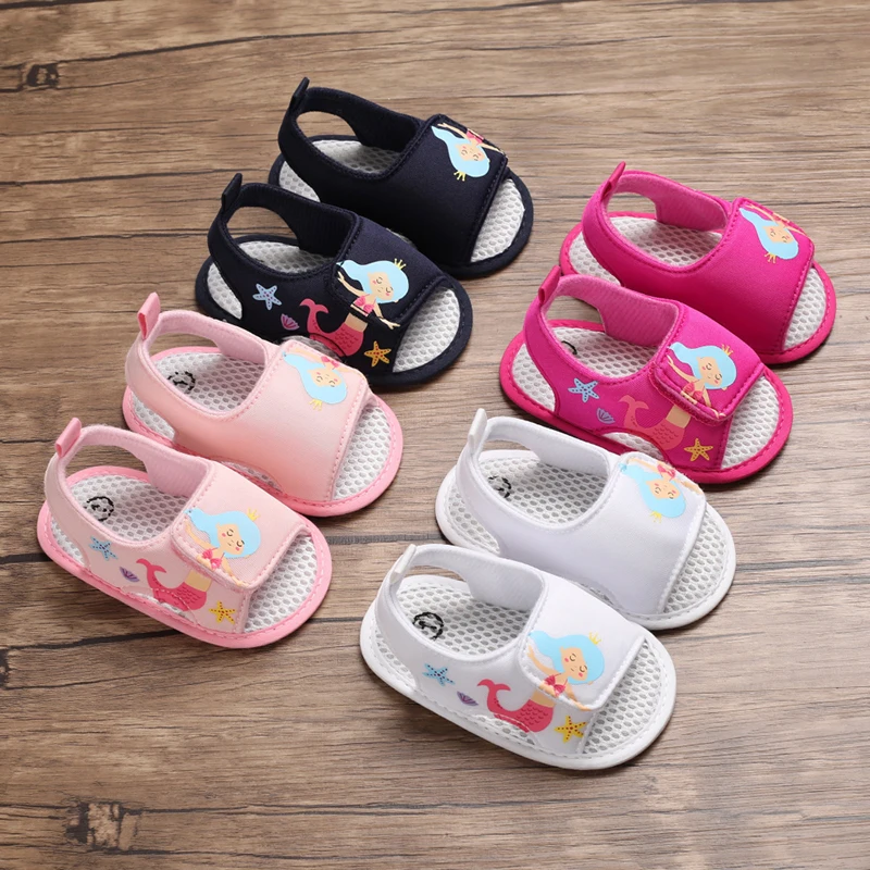 Sommer-Strandsandalen für männliche und weibliche Kleinkinder, rutschfeste, atmungsaktive Gummisohle, weiche Sohle, Lauflernschuhe für Neugeborene