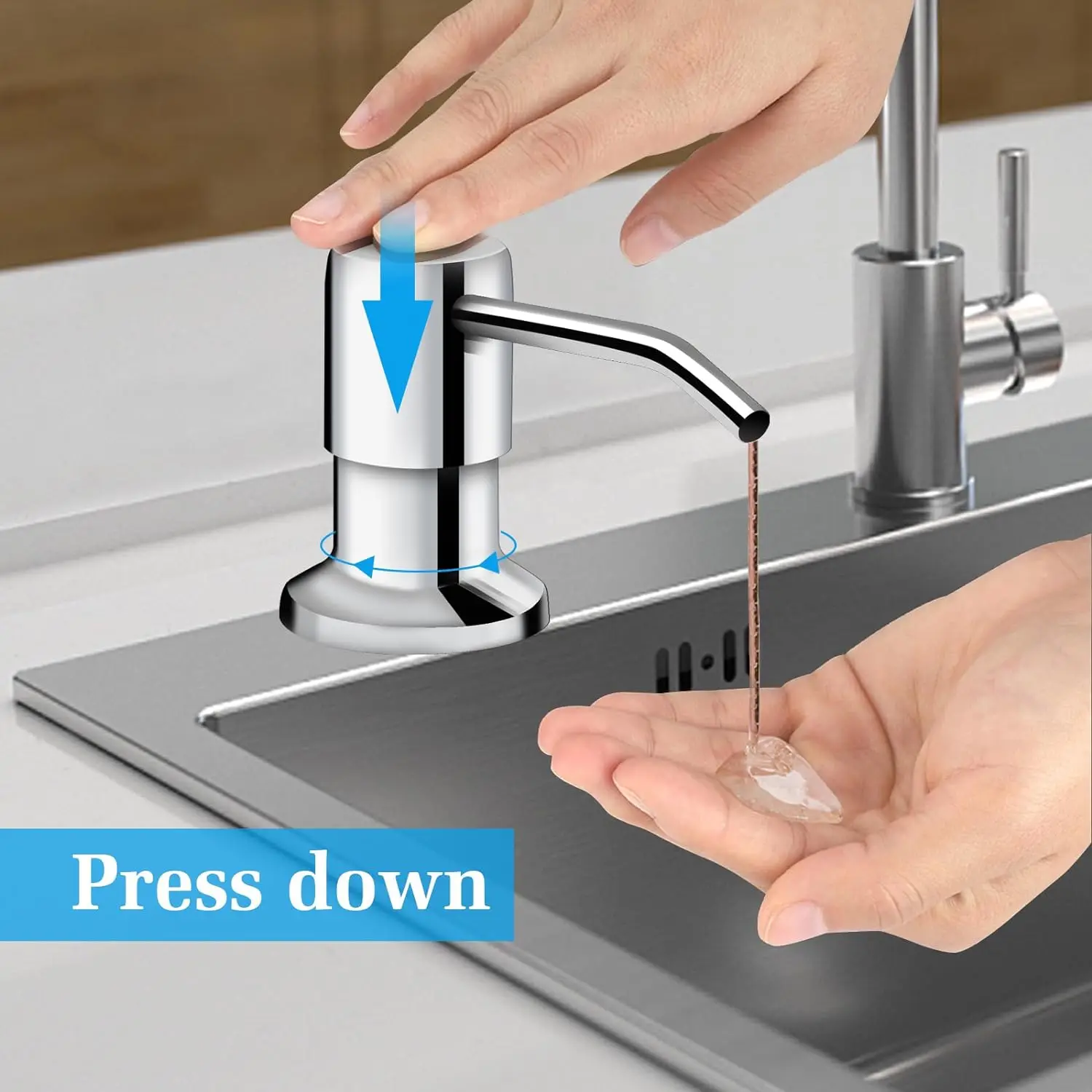 Kitchen Sink Liquid Soap Dispenser Pump Stainless Steel 350ML 500ML Liquid Soap Bottle Sink Mount Hand Pressure Soap Dispenser