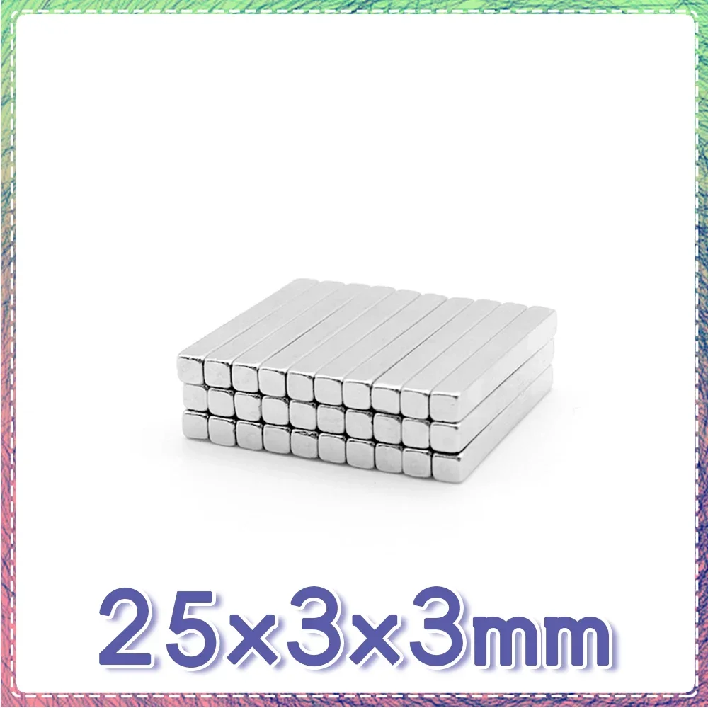 

10/20/50PCS 25x3x3mm Super Strong Block neodymium Magnet Powerful N35 Quadrate Permanent Fridge Magnet 25*3*3mm Magnetic Sheet