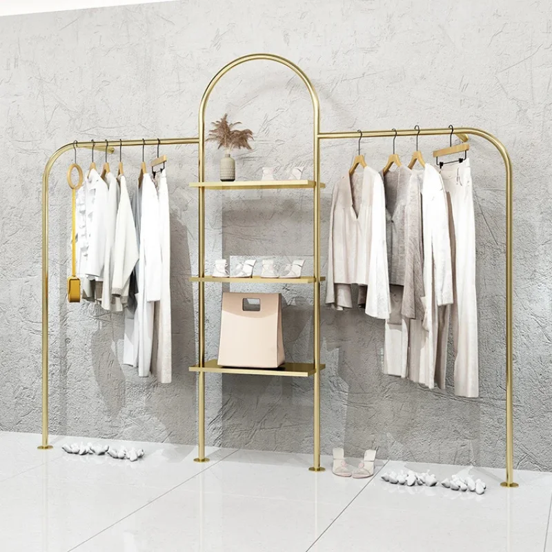 custom.Women's Clothes Shop Metal Shoe Shelf Rack Clothing Gold Bag Display Rack Floor Multi Layer Wall Mounted Shoes Stan