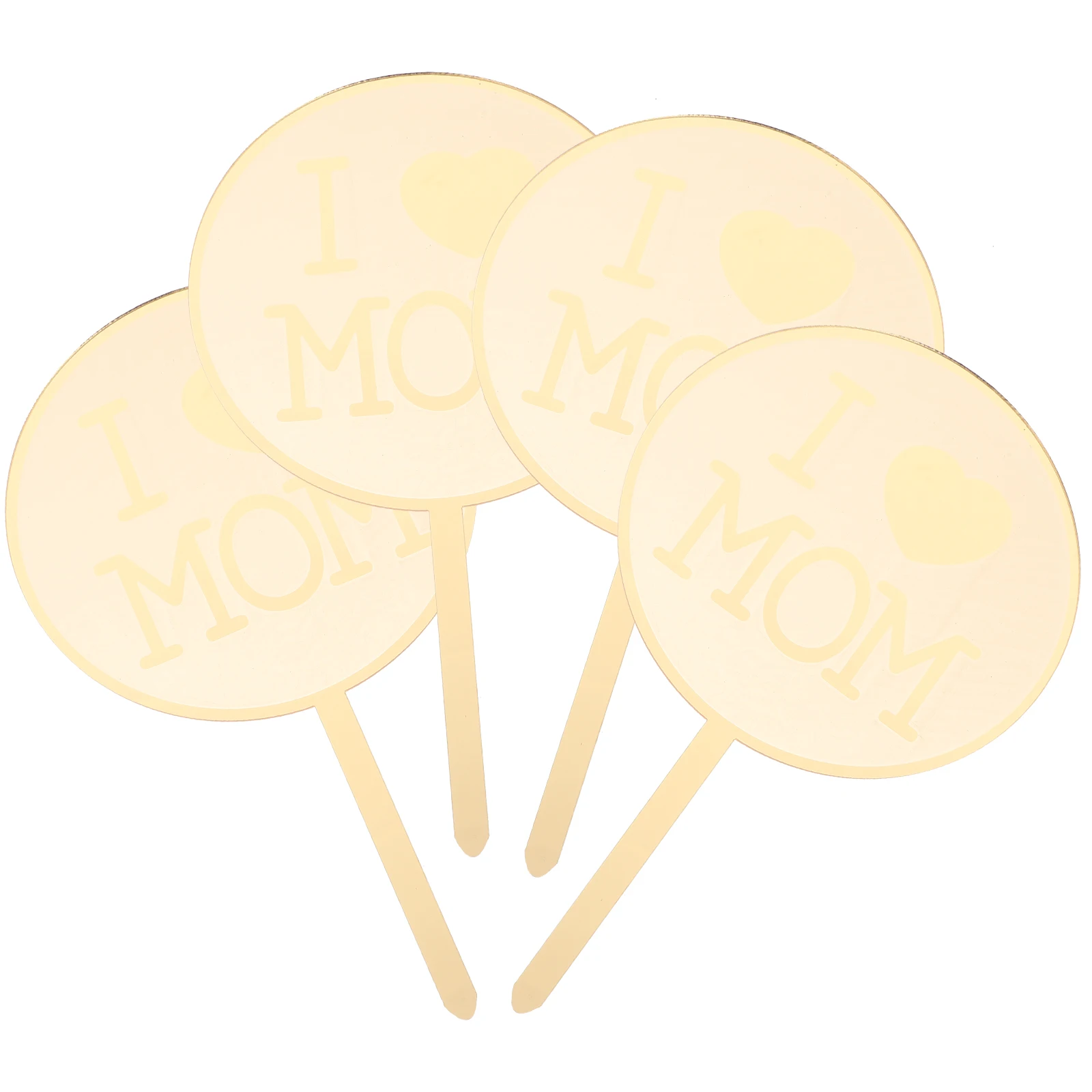 

4 Pcs Topper Wrought Birthday Decorations I Love MOM Cupcake Picks Party Cake Toppers Cake Decoration