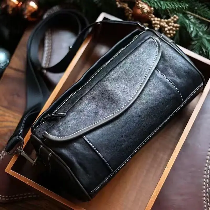 

Новая кожаная мужская сумка через плечо: стильный, эксклюзивный рюкзак из натуральной кожи растительного дубления для повседневного и уникального образа