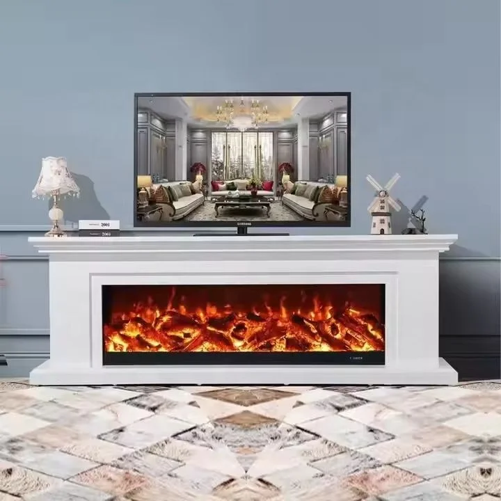 3D Electric Fireplace, 120x32x58cm Cold Rolled Steel, Insert Space Heater, LED RGB 7 Color Flame, 1500W Electric Heater