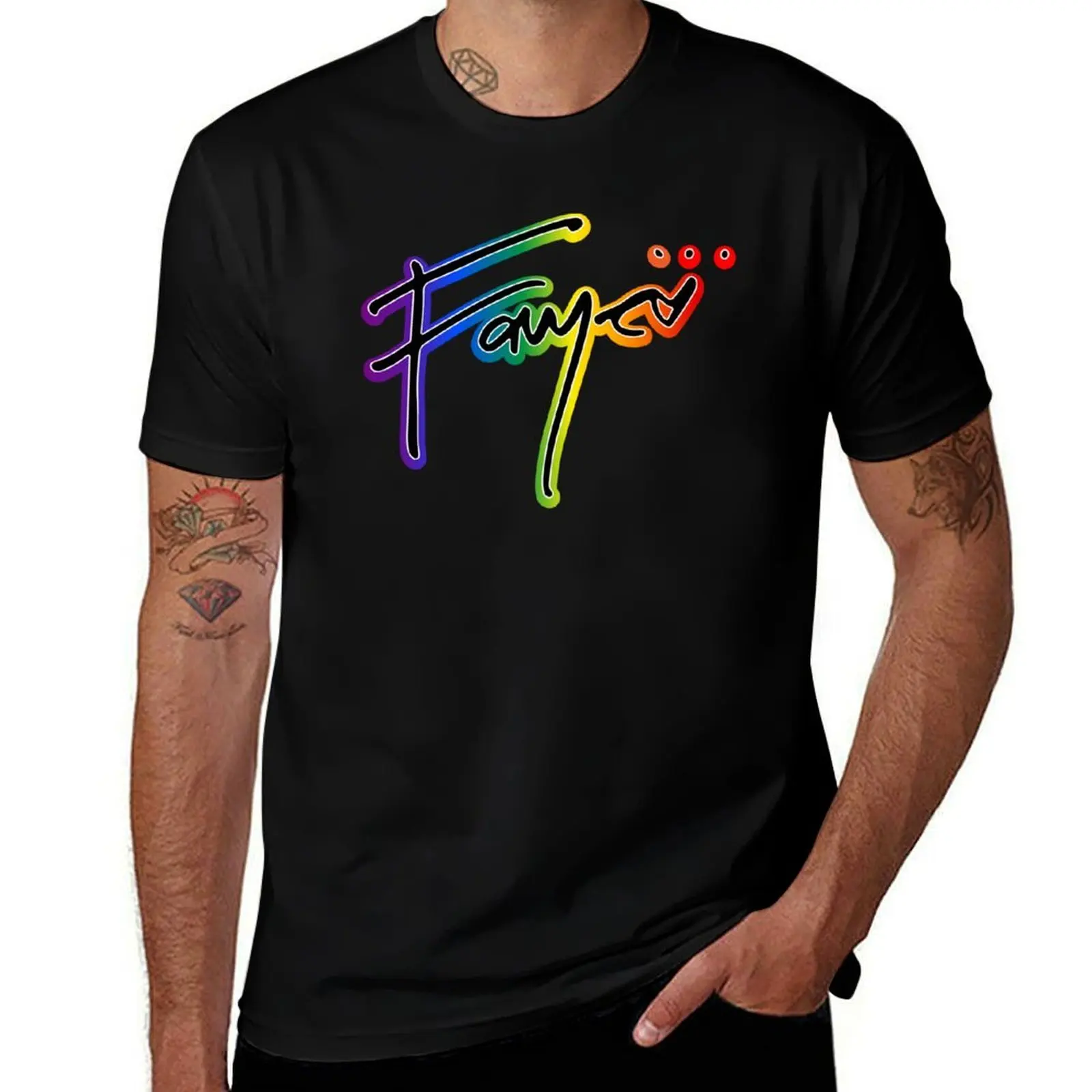 

faye malisorn - rainbow signature T-Shirt blacks cute tops oversize t-shirts man vintage anime shirt T-shirts for men cotton