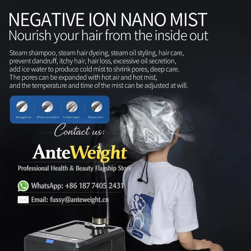Professional Multi-function Nano Mist Hair Steamer with Cap Hair Scalp Care Ozone Repair Mist Spray for Hair Salon Barber Shop