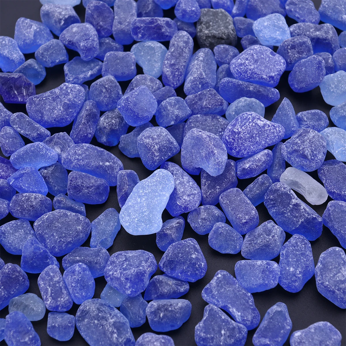 

1Pack Irregular Blue Glass Pebbles Natural Tumbled Stones for Aquarium Fish Tank DIY Craft Gravel Ornament Tumbled Stones