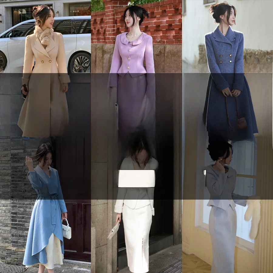 

Комплект RoseFang: шерстяное пальто и брюки для женщин, осенне-зимний винтажный костюм с широкими брюками, длинными рукавами и двубортной застежкой