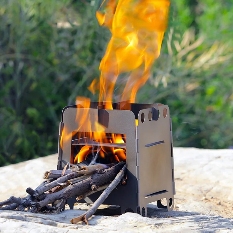 

Camping stainless steel Stove Lightweight Folding Wood Burning Stove Portable Outdoor Pocket Stove for Backpacking Cooking stove