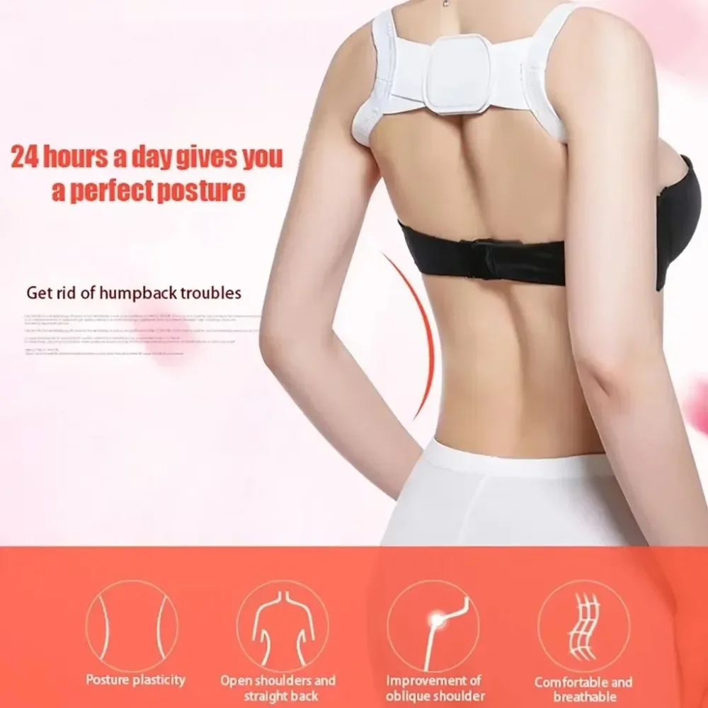 Back Posture Corrector Adjustable Support Shoulder Belt Adults Children Back Straightener Correction Spine Bone.(Black)