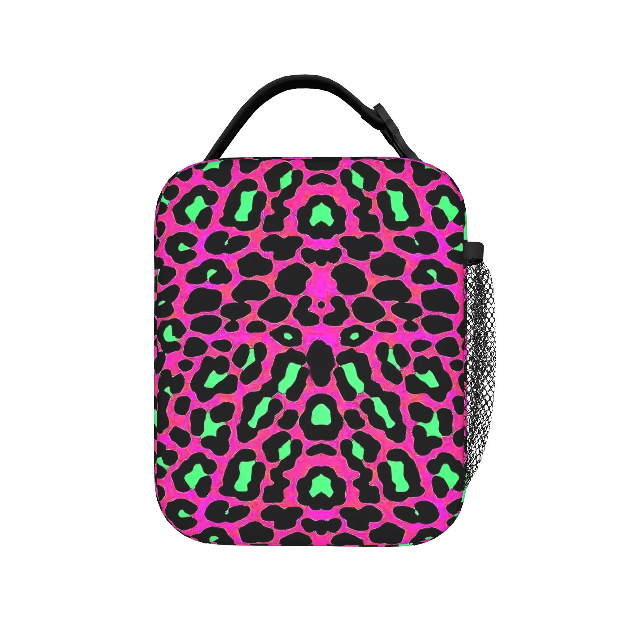 Psychedelic 80s Leopard Lunch Bag Abstract Art Lunch Box Travel Portable Tote Food Bags For Women Waterproof Print Cooler Bag