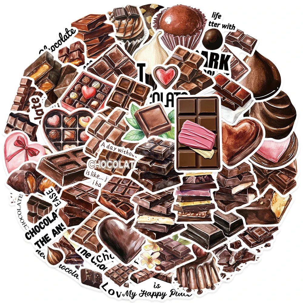 50PCS Chocolate Graffiti Stickers Cartoon Dessert Decals For Laptop Skateboard iPad Water Cup Notebooks DIY Waterproof Stickers