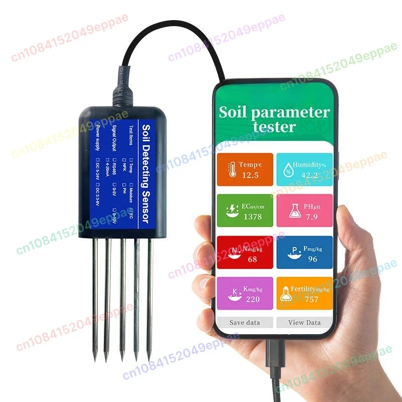 

Factory portable USB type-c 8 in1 soil sensor free app data read moisture soil npk meter sensor