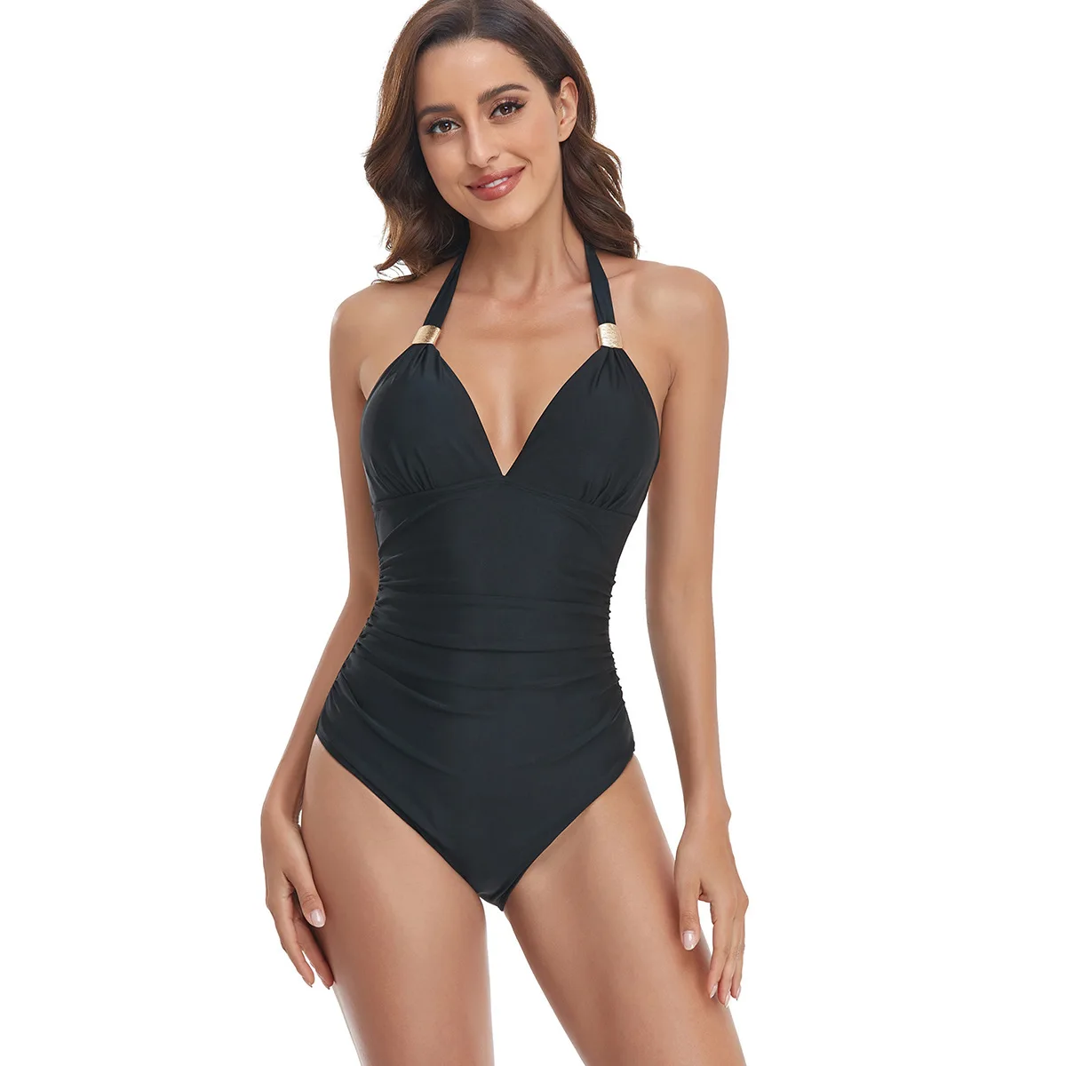 New European and American sexy V-neck one-piece swimsuit women's swimsuit cover belly slim swimsuit women
