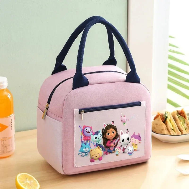 Gabby Dollhouse Lunch Bag Children's Heat Cooler Printed High Capacity Insulated Bag Portable Lunch Box for School Picnic Handba