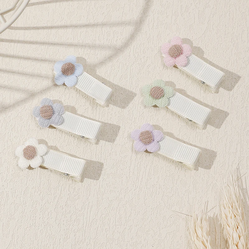 

6Pcs/set Kids Seamless Flower Hair Pins Fashion Hair Clips Set Daily Baby Girl Hair Accessories Toddler Children Headwear Gift