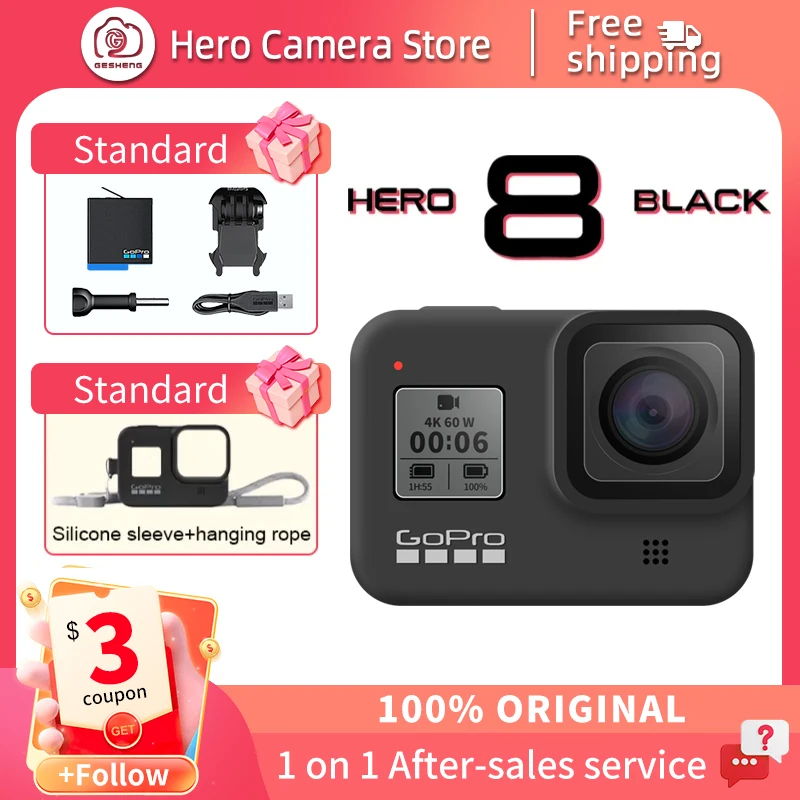 GoPro HERO8 Black Action Camera 4K HD Video 12MP Photos 1080P Live Sports Camera Cycling Helmet Camera