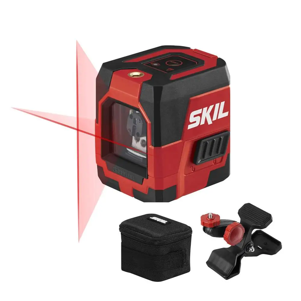 50ft. Rechargeable Self-Leveling Cross Line Laser Level with Lithium Battery USB Charging Clamp Align Cabinets Molding Trim