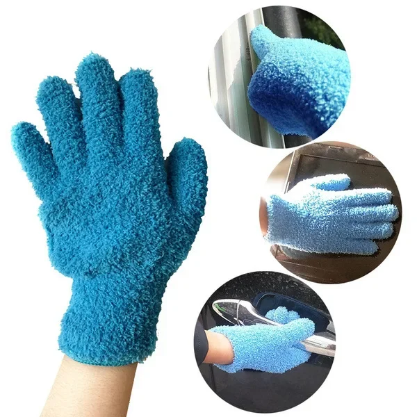 4 Pairs Microfiber Auto Towel Drying Dusting Gloves Cleaning Cloth Supplies for Housekeeping Kitchen House Mirrors Lamps Blinds