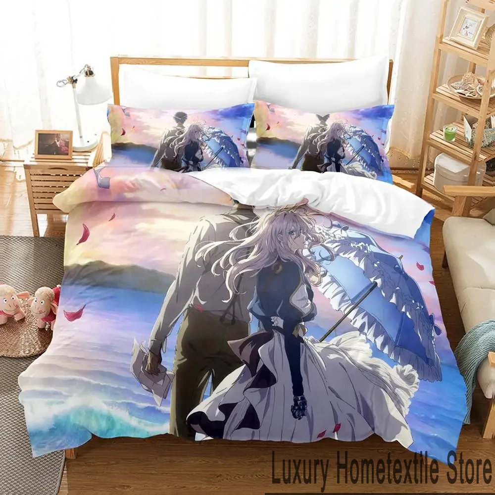 

Anime Violet Evergarden Bedding Set Duvet Cover Bed Set Quilt Cover Pillowcase Comforter king Queen Size Boys Adult Bedding Set