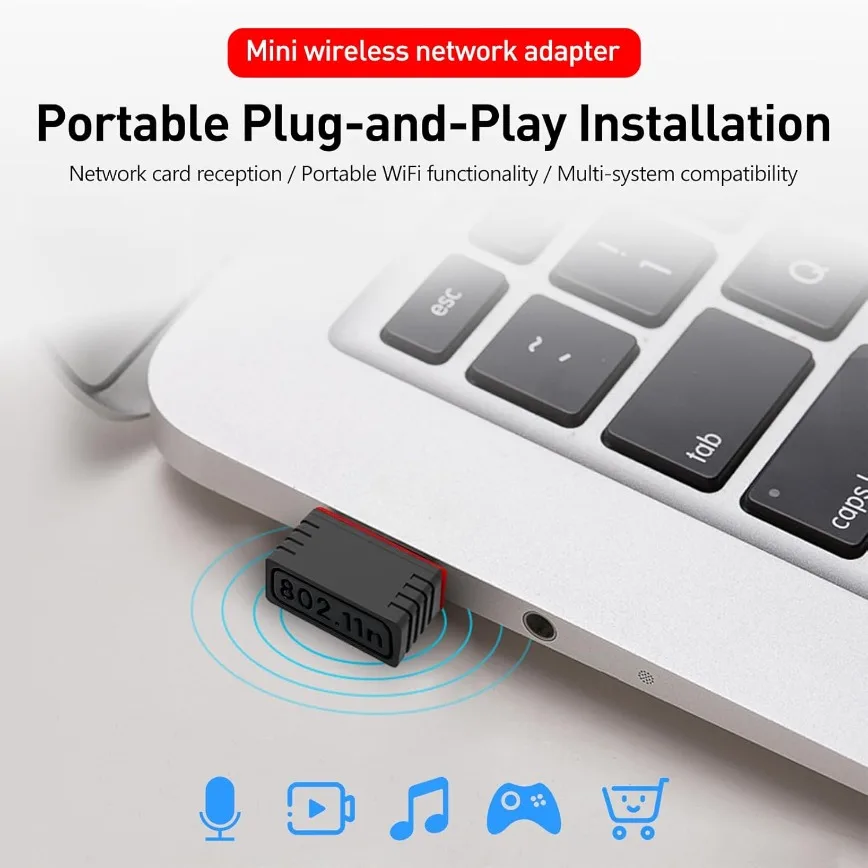 150Mbps Wireless USB WiFi Adapter 802.11N Ethernet USB Network Card 2.4GHz WiFi Dongle USB LAN Wireless PC WiFi Receiver RTL8188