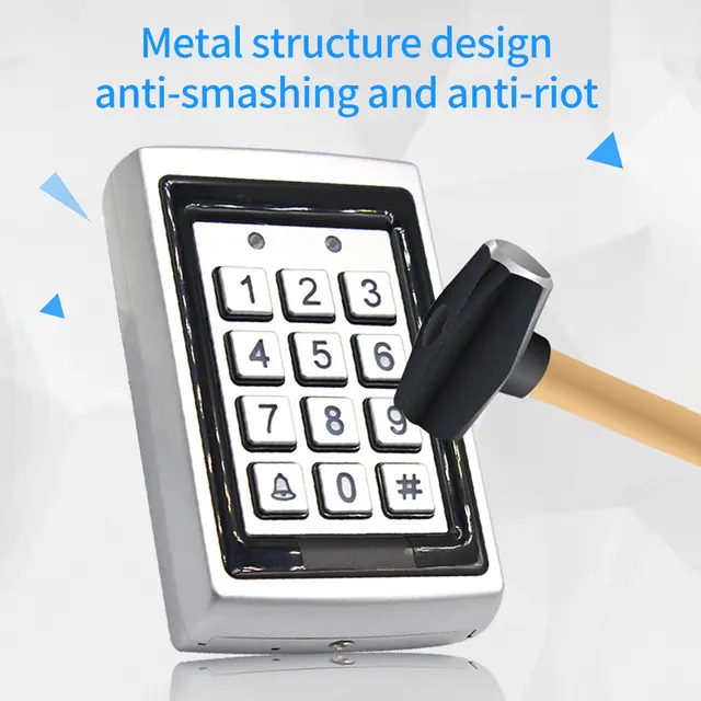 Metal Keypad Reader LED Backlight RFID 125khz for Access Control System Proximity Card Standalone 1000/2000 User Door Lock Entry 2