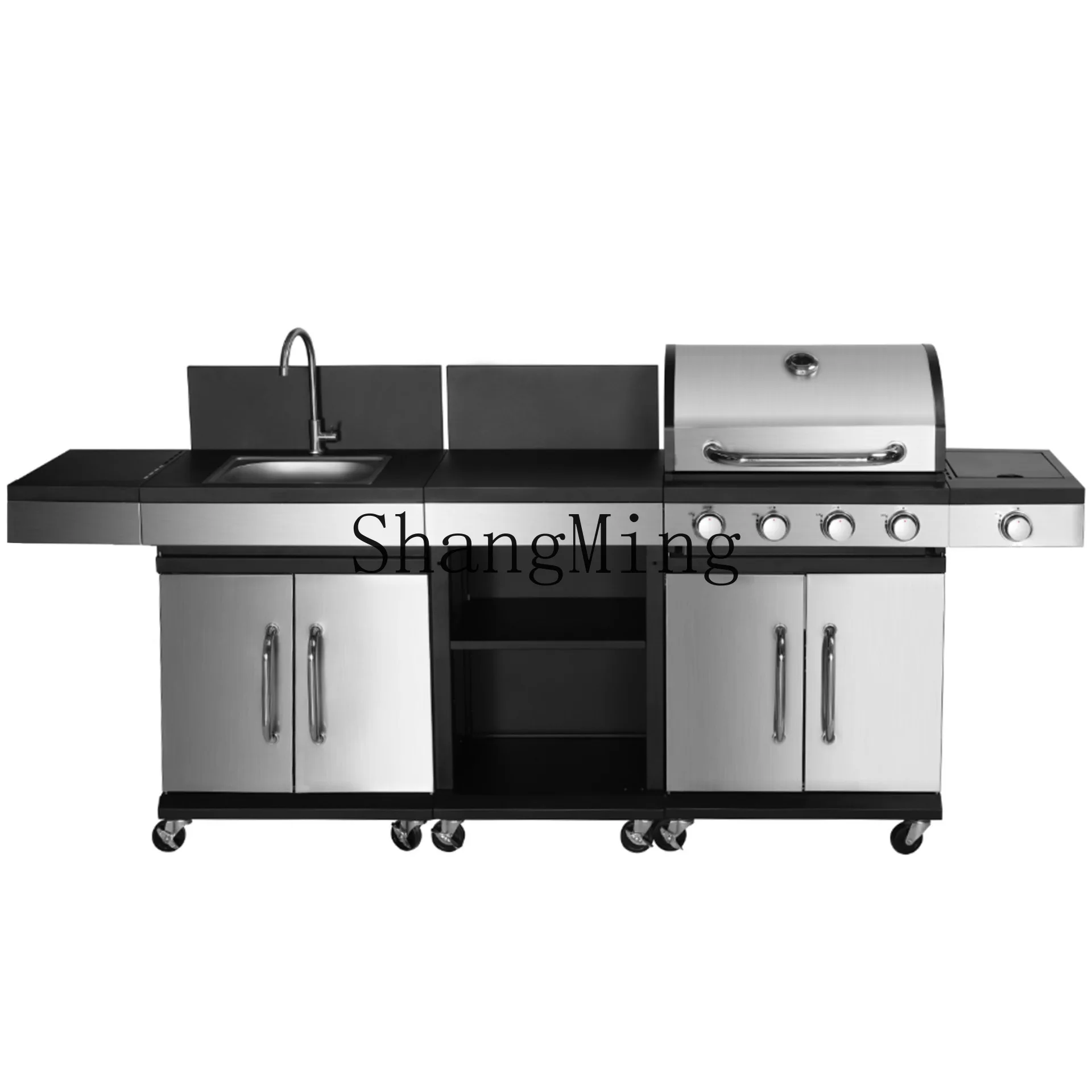 CL Stainless Steel Gas Grill Combination Modular Outdoor Kitchen Grill Table with Sink Side Grill Outdoor Cabinet
