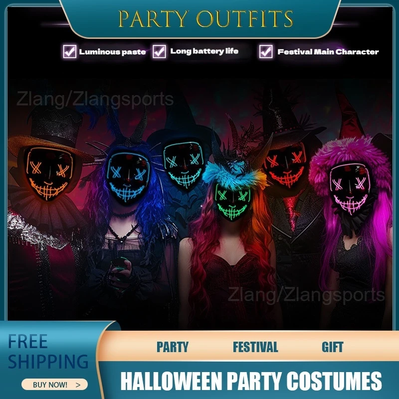 

V Halloween Horror Mask Script Werewolf Kill Funny Grimace The Way Of Social Anxiety Internet Celebrity Led Glowing Mask Gift