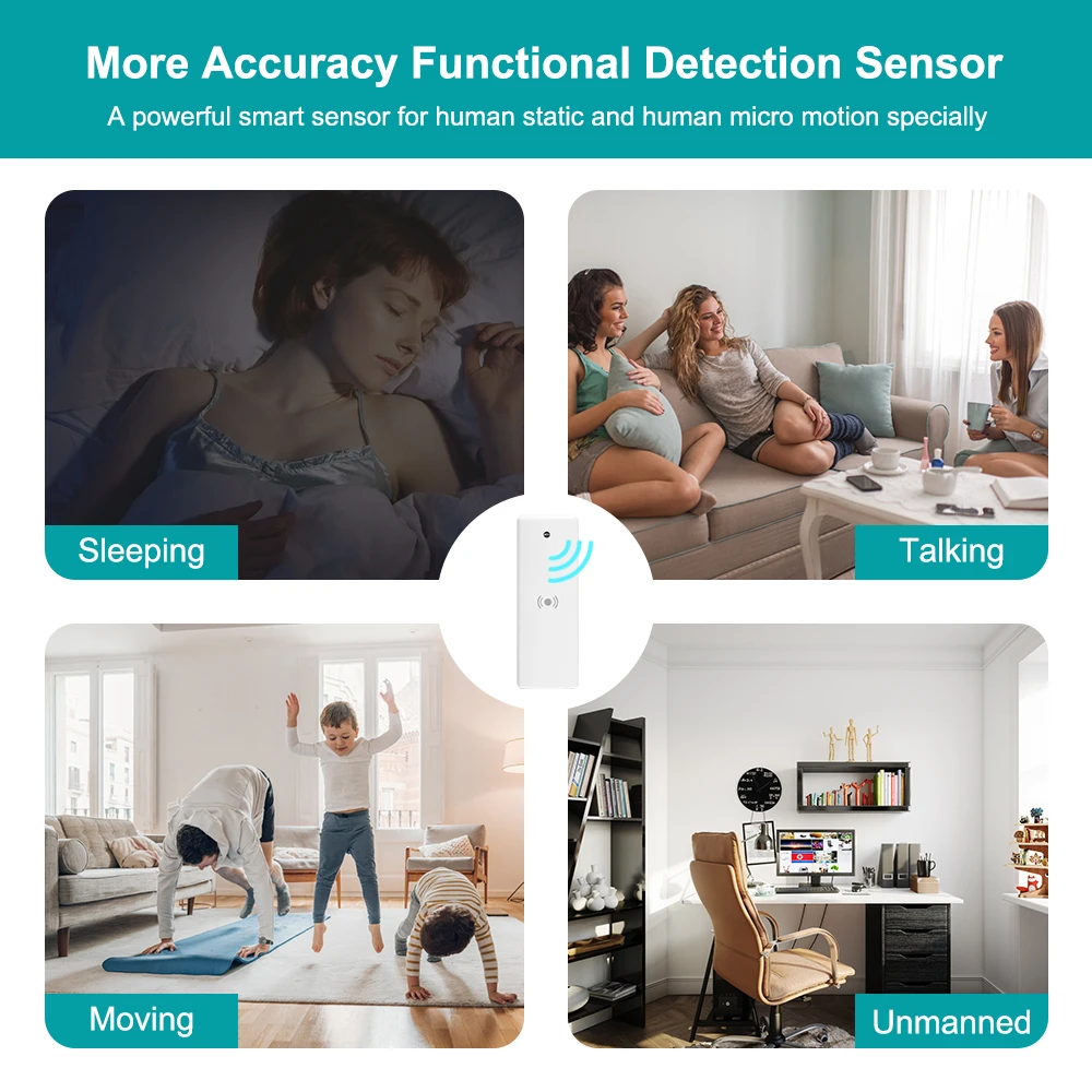 Gleco-Zigbee Sensor de Pressão Humana, Casa Inteligente, Detector de Presença Tuya, Sensor de Distância Radar MmWave