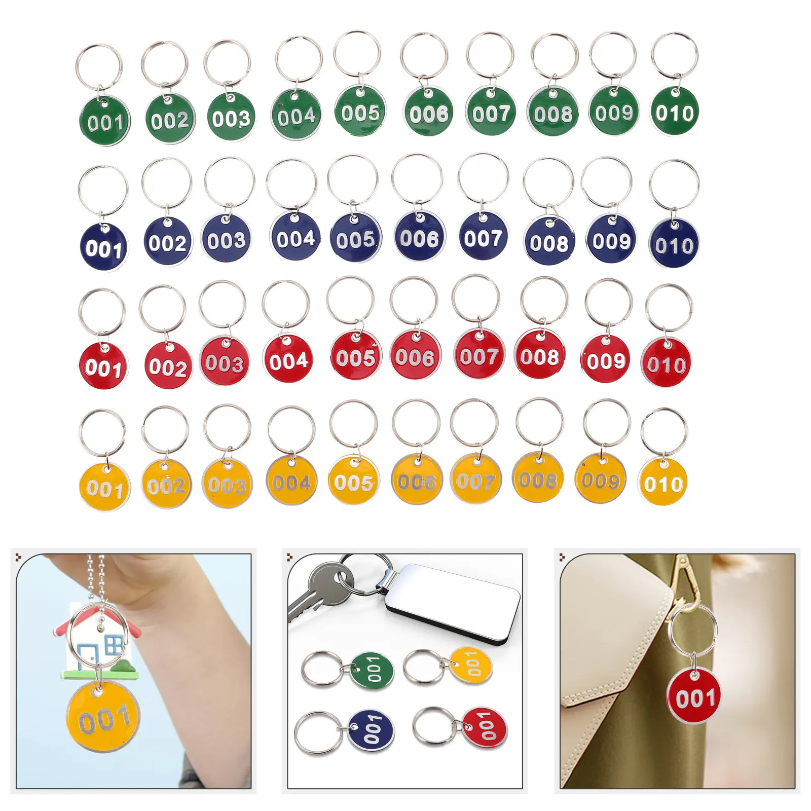

40Pcs Numbered Sauna Hand Tags Double-Sided Metal Keychains for Spa Bathhouse Locker Storage Identification Tags