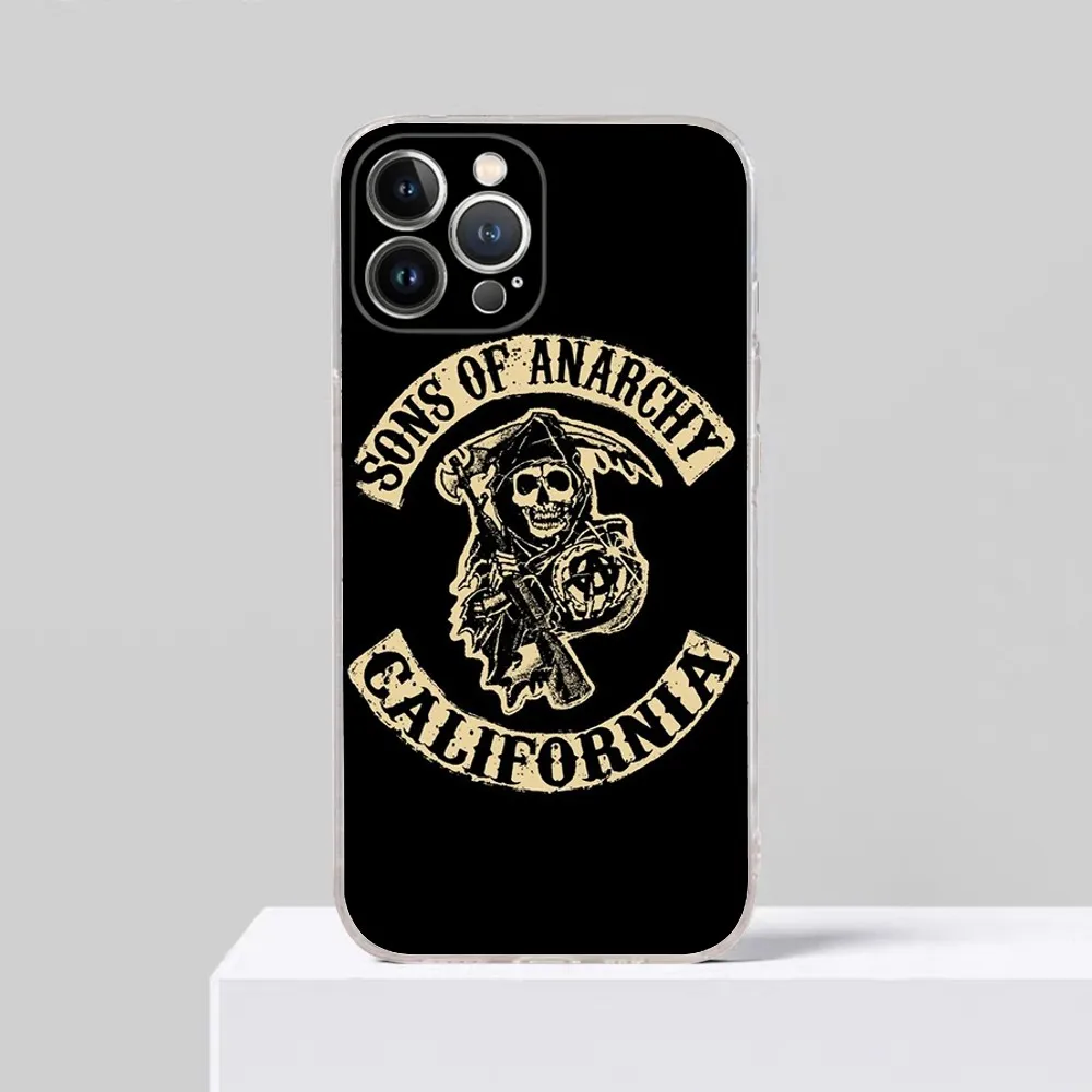 American TV S-Sons Of Anarchy Phone Case For iPhone 15 14 13 12 Mini 11 Pro XS Max X XR SE 6 7 8 Plus Soft Silicone Cover