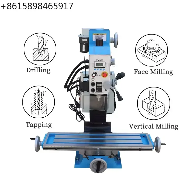 VM32B All-in-one Multifunctional Drilling Milling Machine with Power Feeder DRO Large Screen High Speed High Precision
