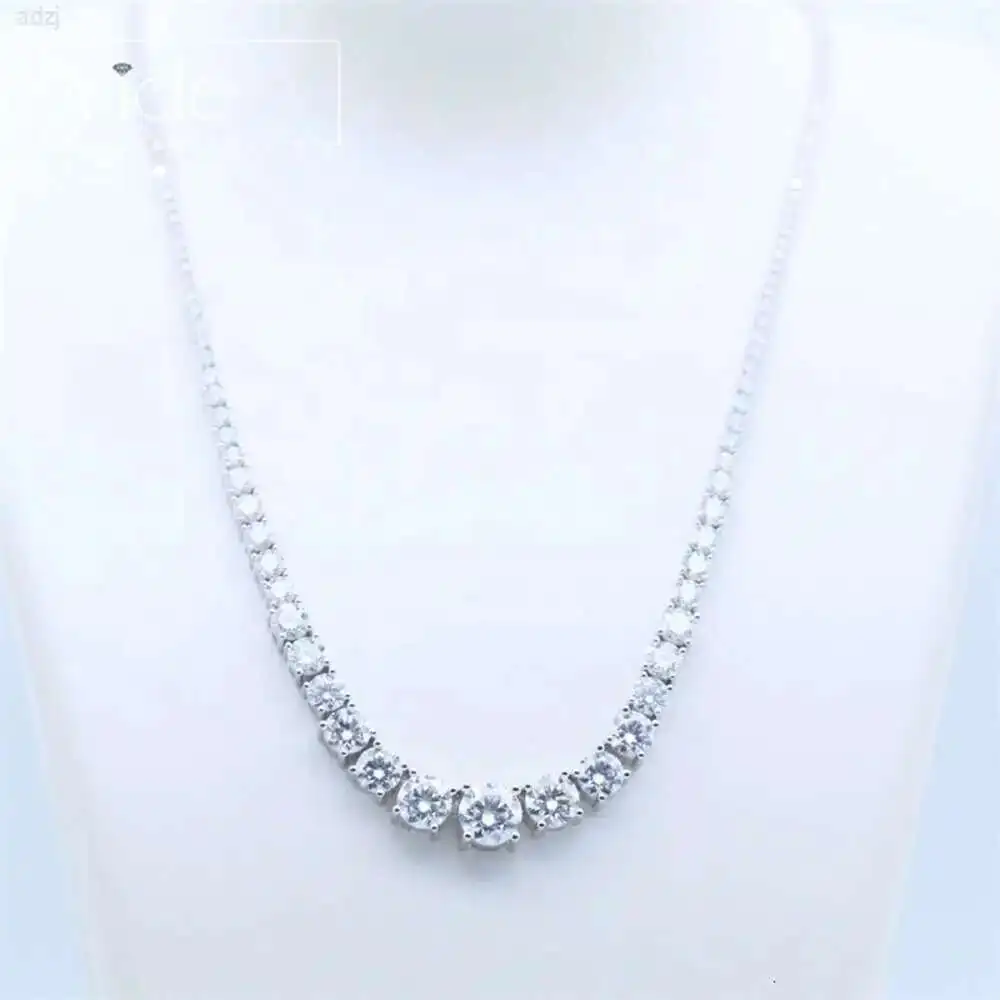 

Hip Hop Iced Out White Moissanite Diamond 925 Sterling Silver Gradual Moissanite Diamond Tennis Chain Necklace