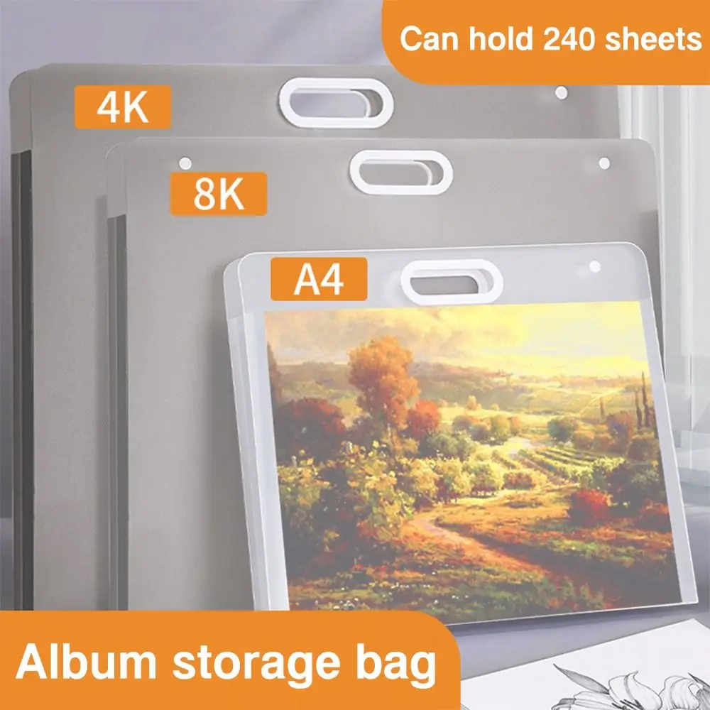 Simple A2/A3/A4 File Folder Portable Waterproof Picture Album 4K/8K/16K Painting Paper Storage Bag School Office